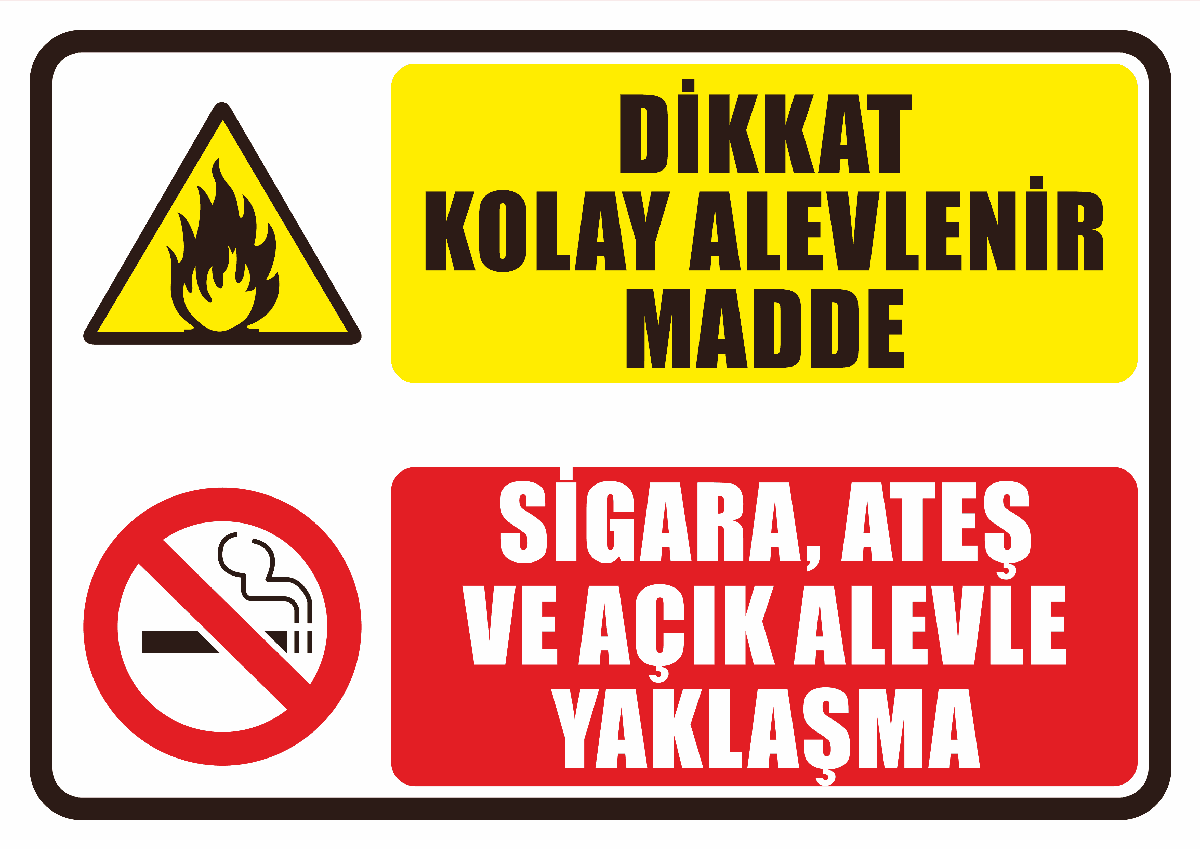 Dikkat Kolay Alevlenir Madde Sigara Ateş ve Açık Alevle Yaklaşma