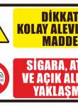 Dikkat Kolay Alevlenir Madde Sigara Ateş ve Açık Alevle Yaklaşma