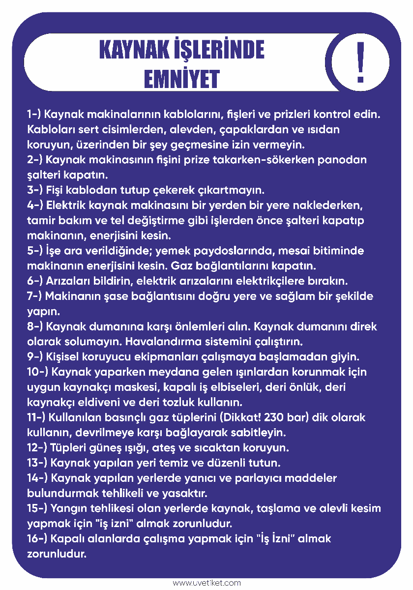 Kaynak İşlerinde Emniyet